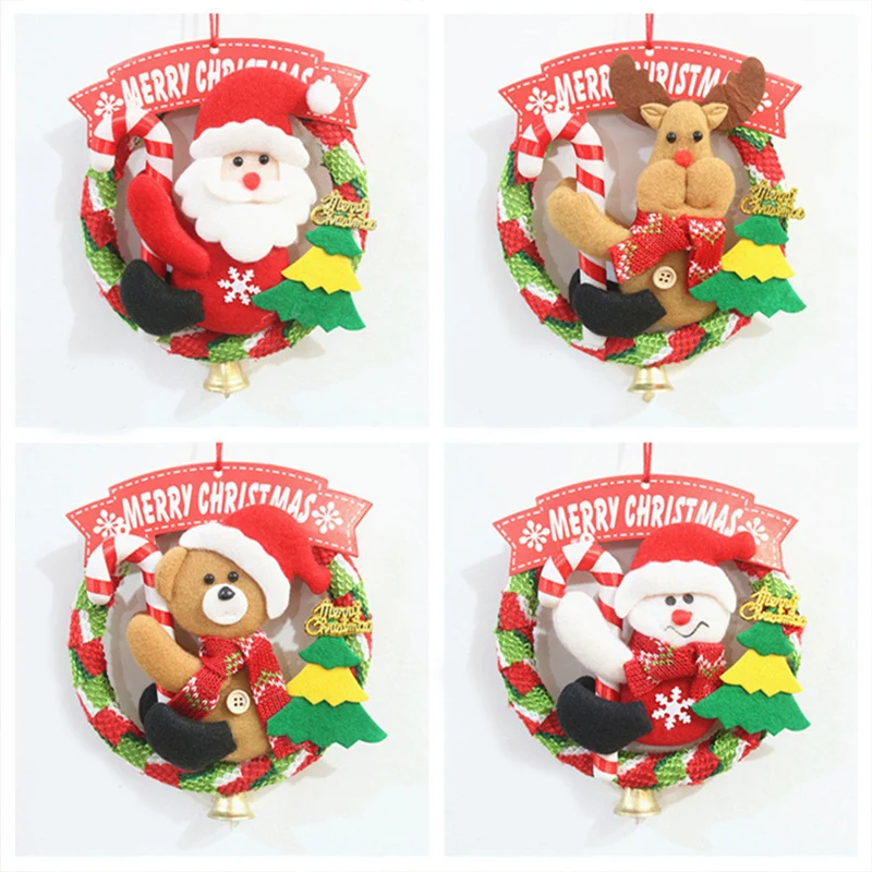 

Christmas Doll Wreath Doorplate Hanging Decoration Santa Claus Xu Ren Elk Doll Wreath Christmas Scene DIY Decoration