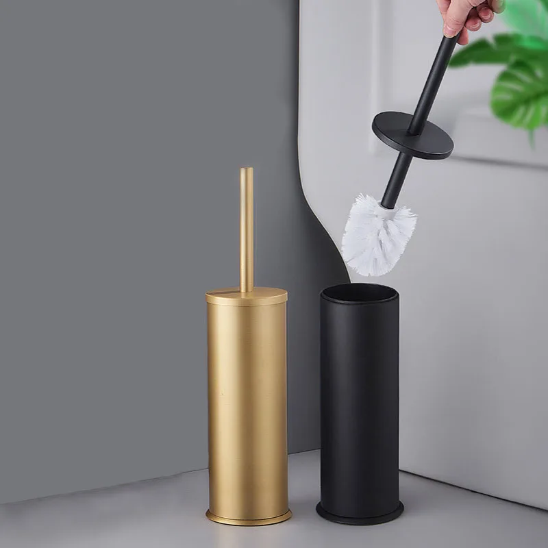 

Luxury Gold Black Aluminum Toilet Brush Holder Set Bathroom Cleaning Brush Floor Standing Bathroom Storage Organization Goods