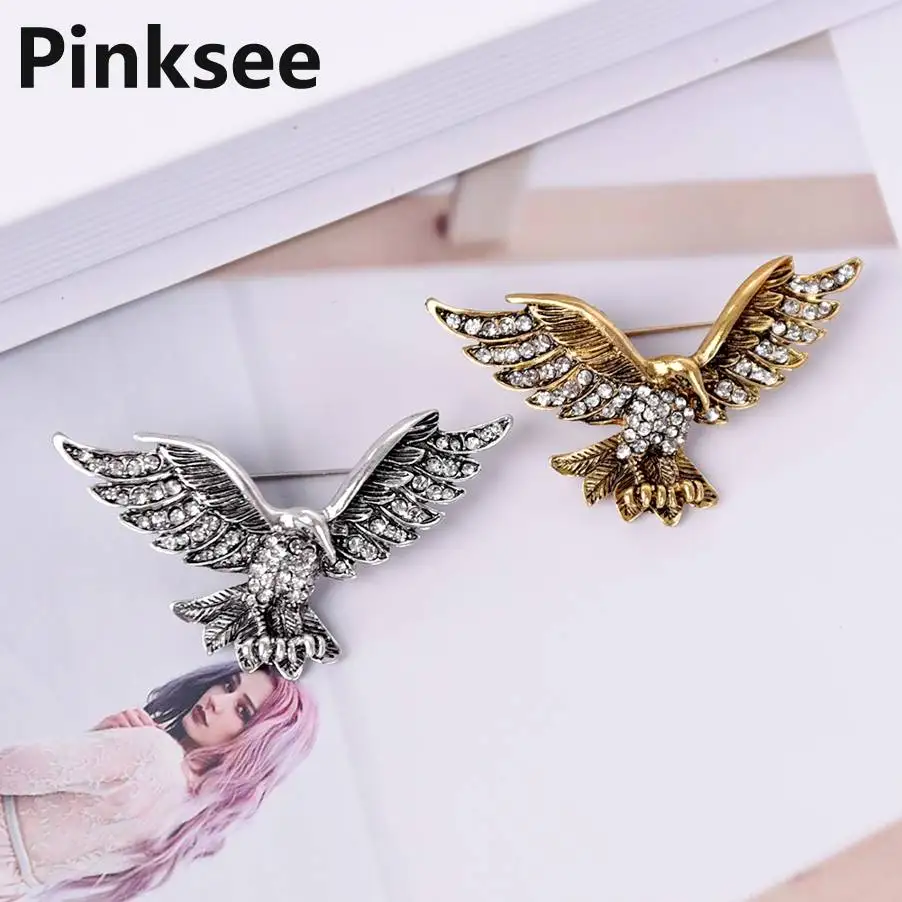 Винтажный стиль брошь с животными булавка милый Орел золото покрытые серебром со