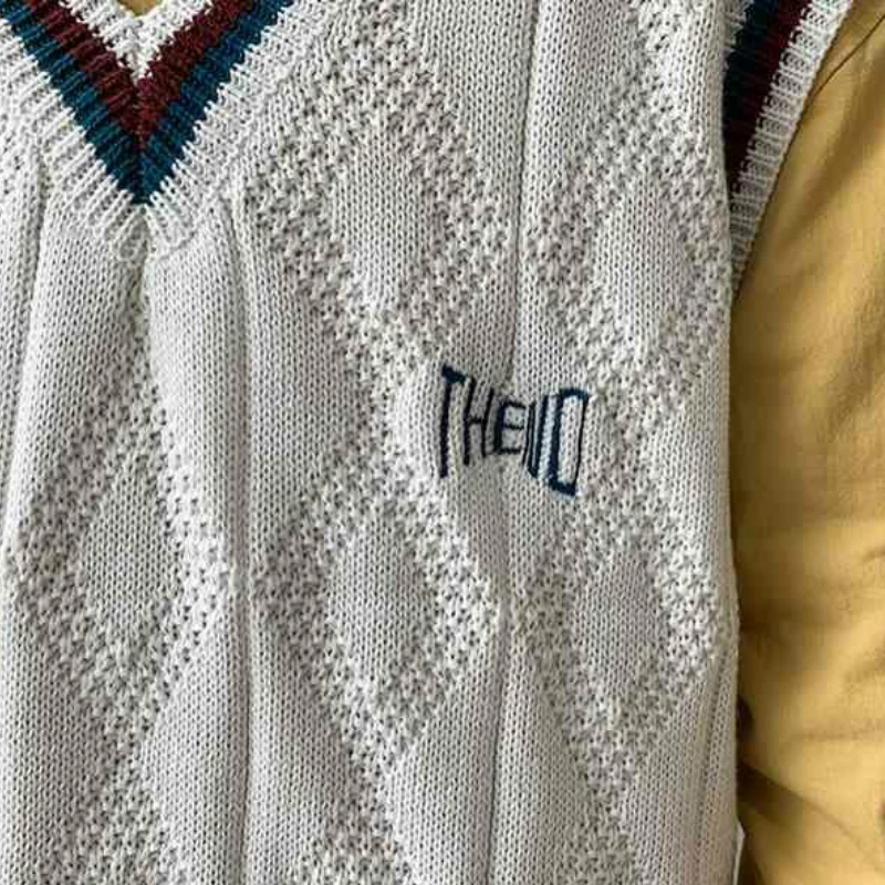 

Sweater Vest Men Letter Printed BF V-neck 2XL Oversize Mens Vests Preppy Style Chic Daily Streetwear Leisure Retro Knitted New