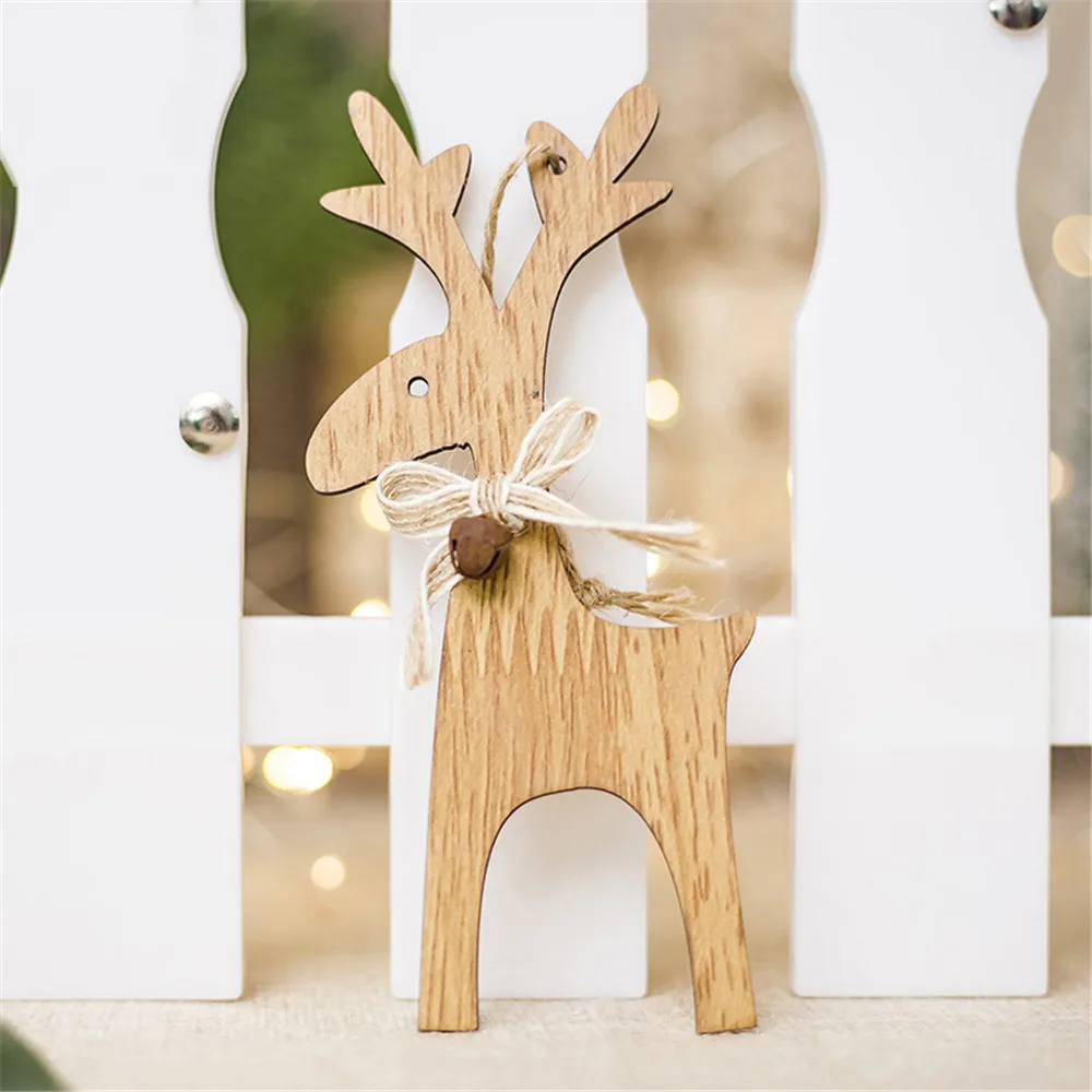 1PCS Christmas Deer Wooden Xmas Tree Pendants DIY Ornaments For Party Perfect for outdoo indoor decoration^5 | Дом и сад