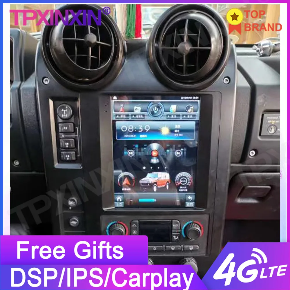 

8 + 256G Android 11 Автомобильный GPS-навигатор для Hummer H2 2004-2009 головное устройство в стиле Tesla мультимедийный плеер автомобильное радио беспроводной...