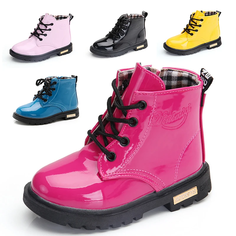 

2019 Girls Leather Winter Boots Boys Shoes Spring Autumn PU Leather Children Boots Fashion Toddler Kids Boots Warm Winter Boots