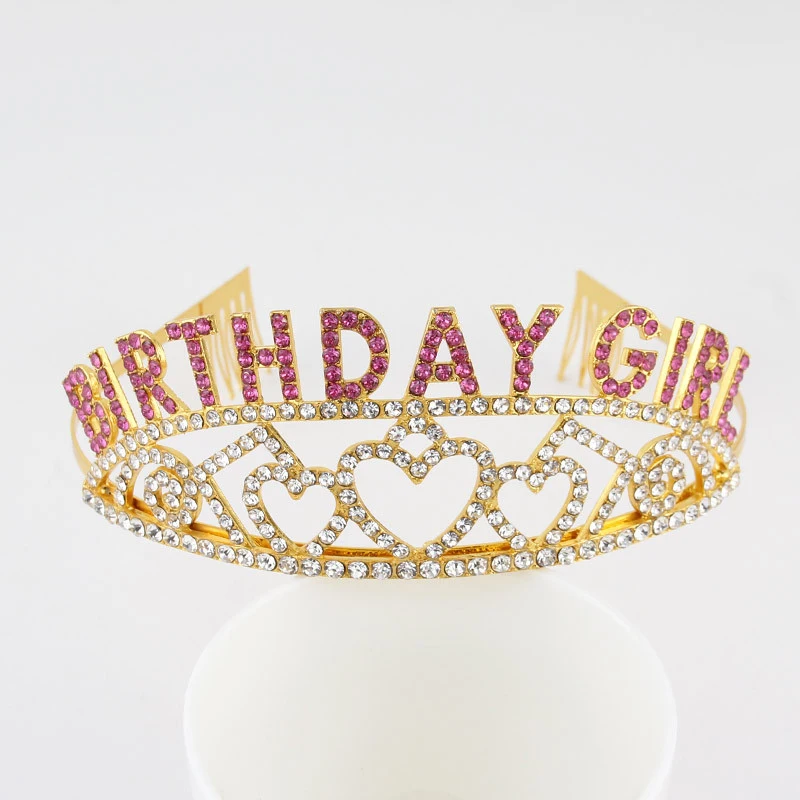 

Novelty Birthday Girl Tiara Crown Headband for Women Girls Happy Sweet 13th 16th 18th 21st Birthday Party Decoration Favor Gifts