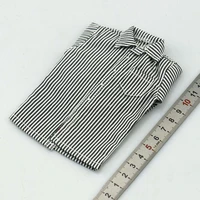 16 scale mens business simple black and white striped long sleeved shirt for 12 inch action figure