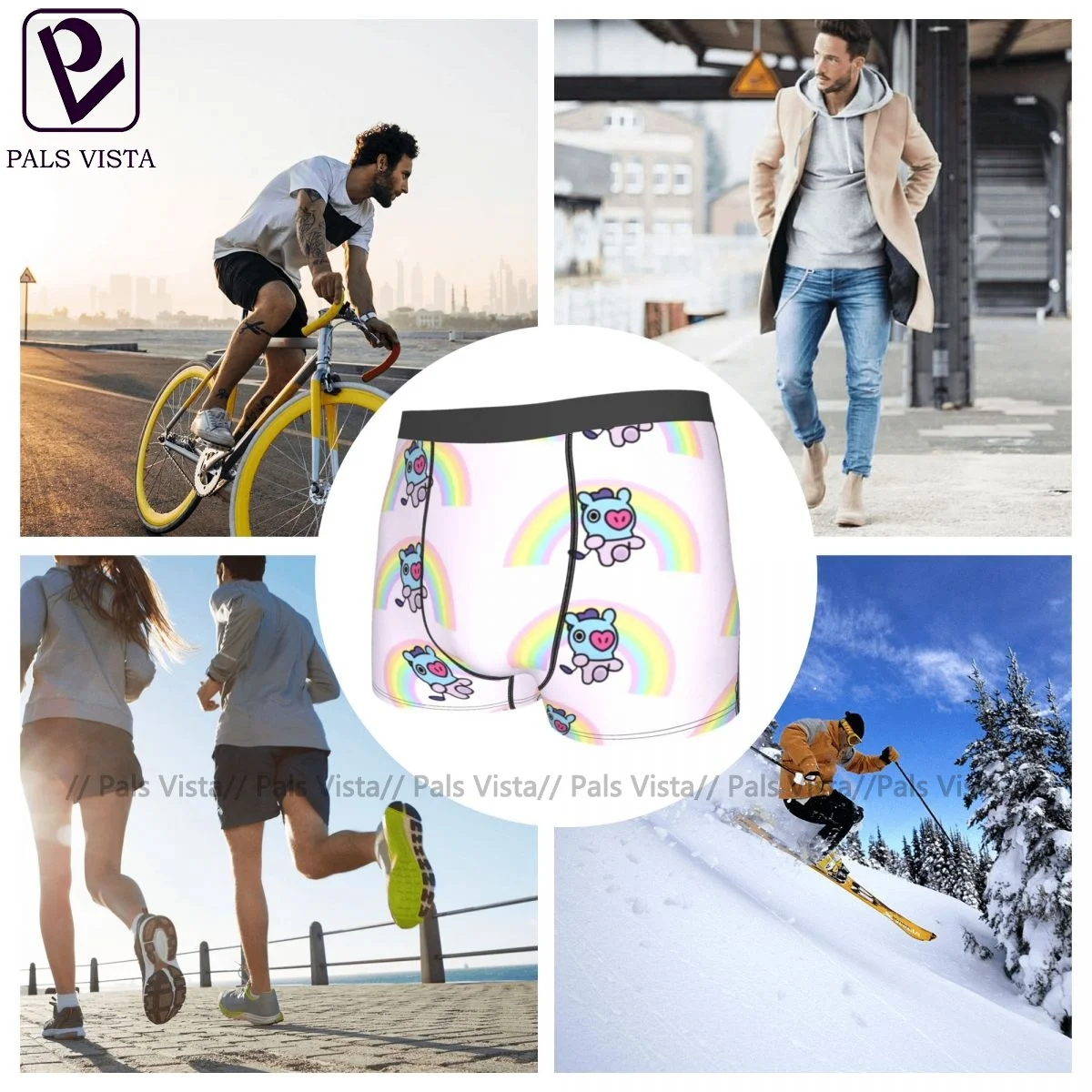 

Rainbow Underwear Men Printed Cute Trunk Sublimation Hot Polyester Boxer Brief
