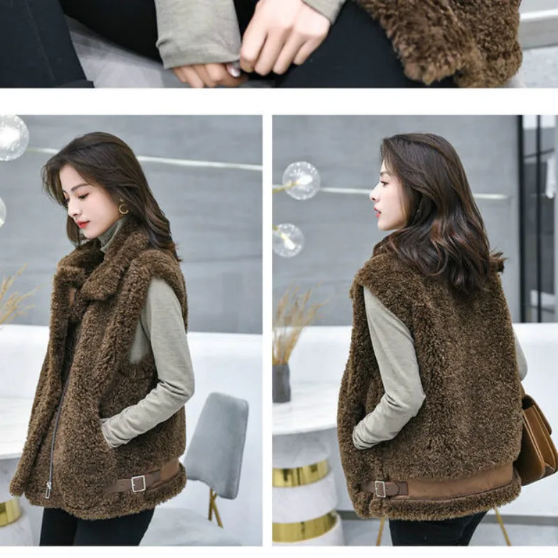 

2021 Women Autumn Winter Faux Lamb Fur Sheepskin Coat Genuine Granular Sheep Shearing Jacket Female Casual Warm Outerwear Y57