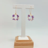 handmade natural pearl purple crystal flower drop earrings jewelry earrings woman accesoires cerchi orecchini pendientes mujer