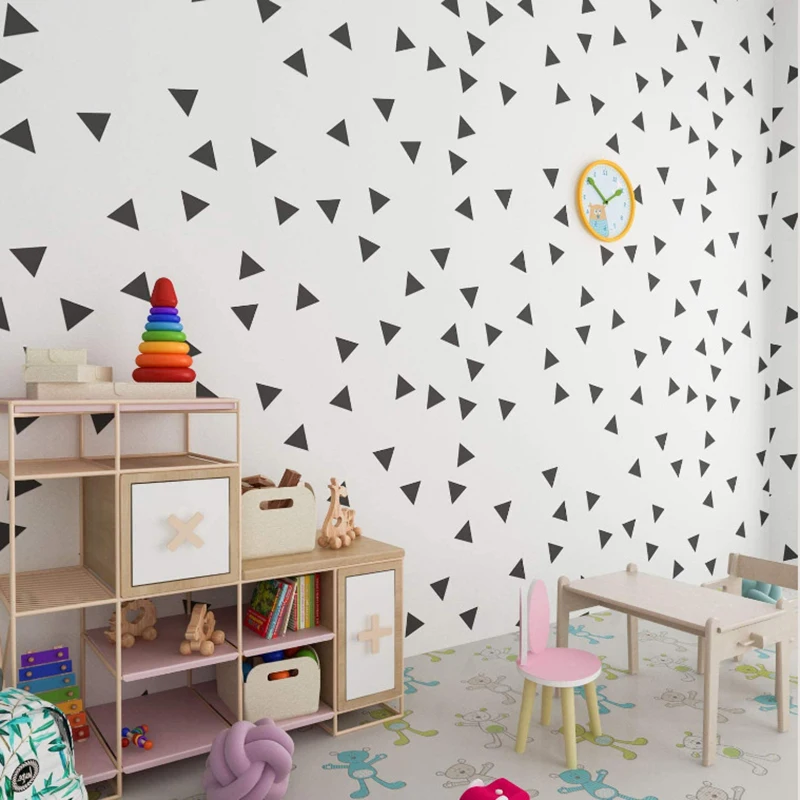 Kids Room Triangles Wall Stickers Geometric Pattern Wallpaper For Children Baby Nursery Bedroom Decal Home Decor | Дом и сад