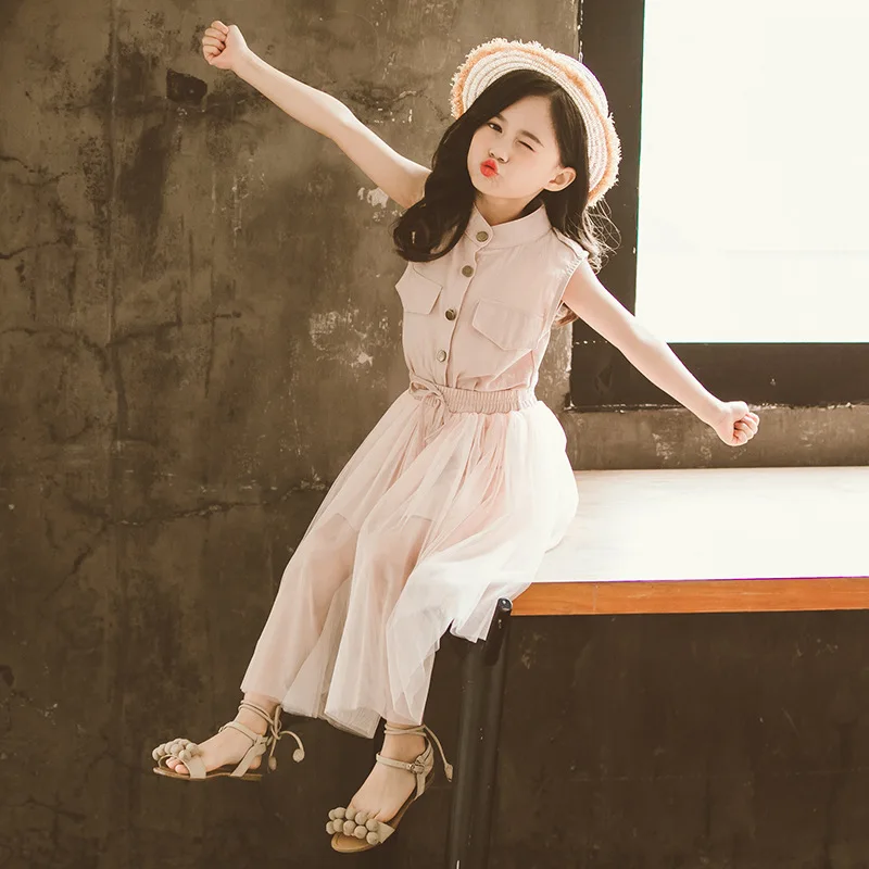 Комплект детской одежды для девочек однотонное платье + юбка летняя одежда из 2