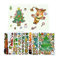 5 sheets diy christmas stickers puzzle games santa snowman xmas tree gingerbread man window wall decor navidad new year gifts