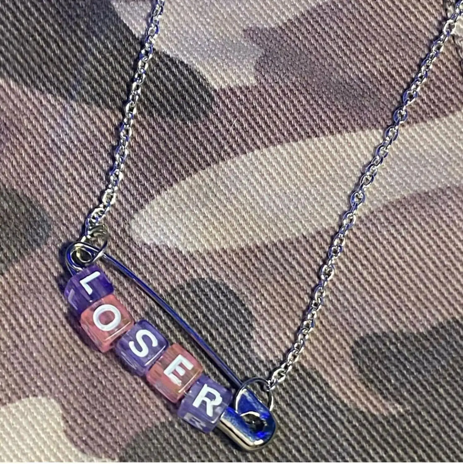 

2020 Funny Loser Letter Pins Cube Transparent Pendant Necklace For Women Girl Friends Cool Unique Punk Geometric Choker Necklace