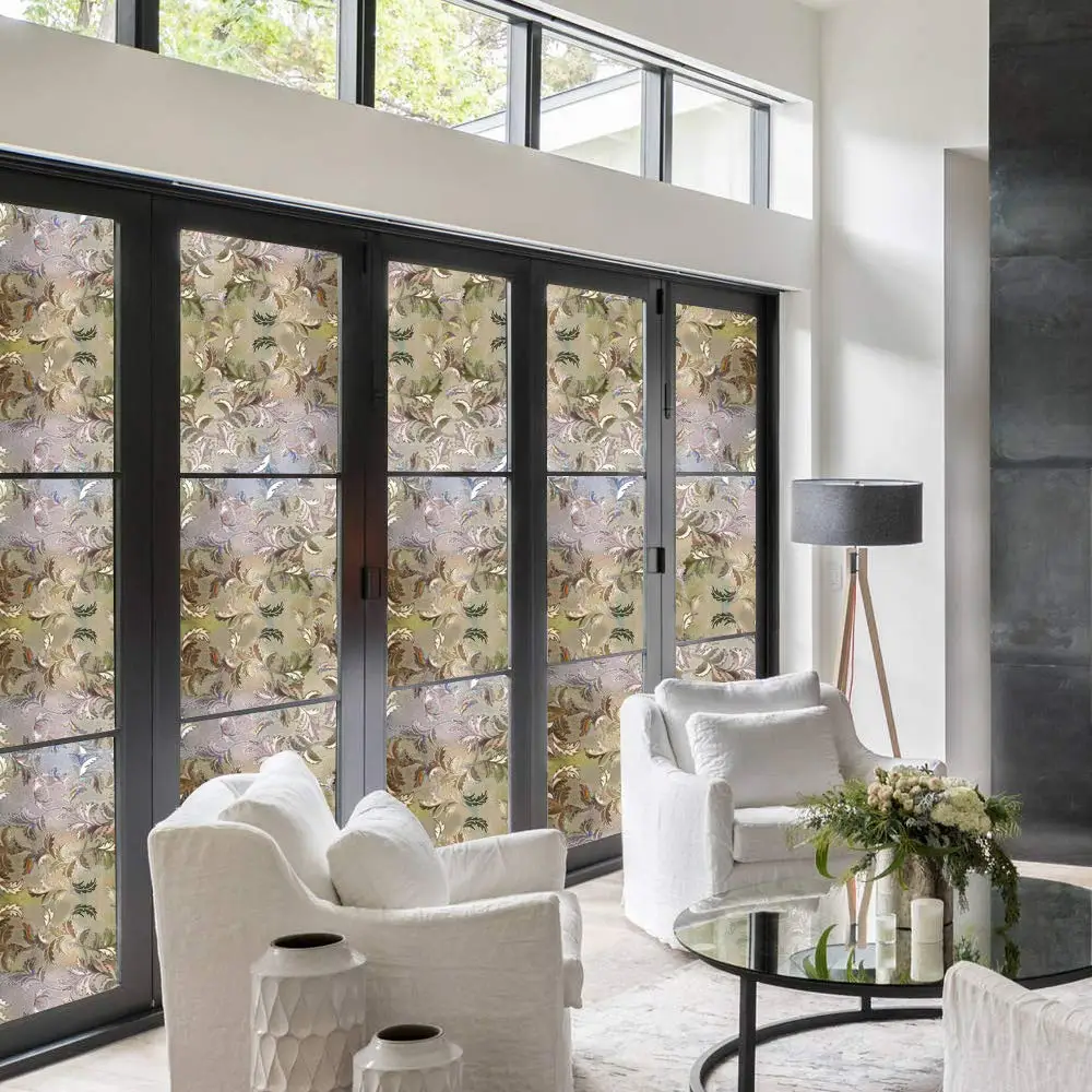 3D серебро богатый вечнозеленая трава матовый оконная пленка неклеевой