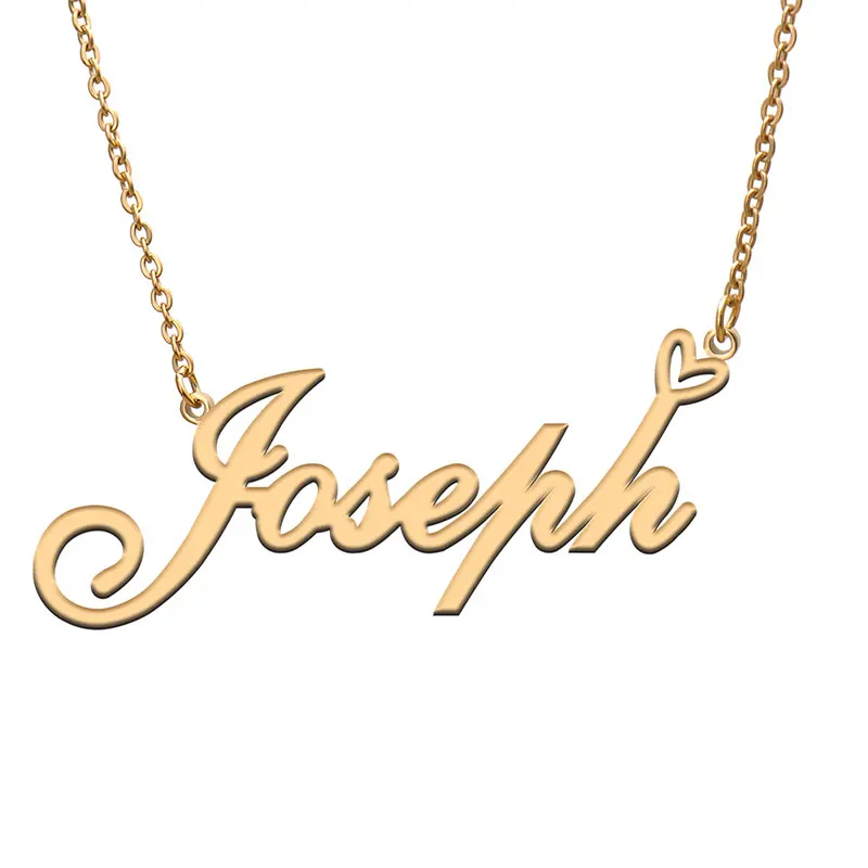 

Love Heart Joseph Name Necklace for Women Stainless Steel Gold & Silver Nameplate Pendant Femme Mother Child Girls Gift