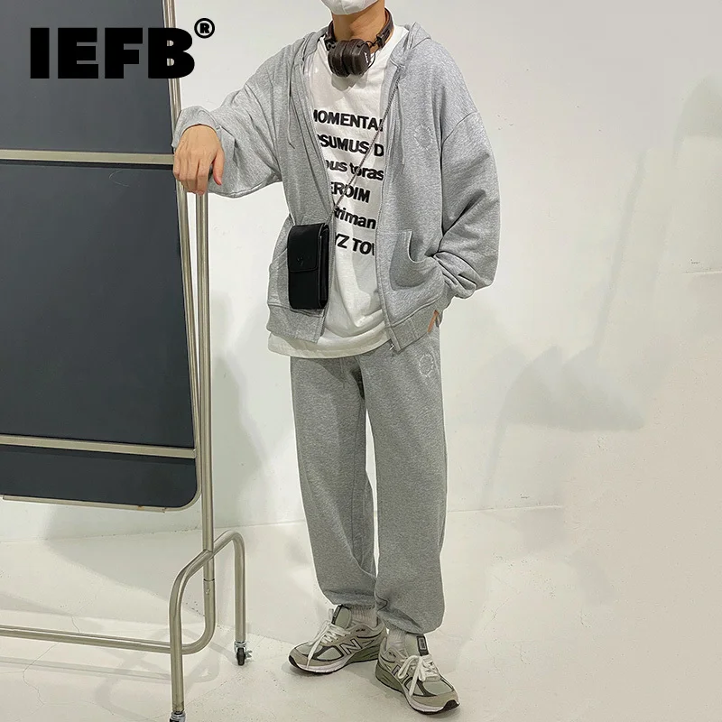 

Новинка 2021, толстовка IEFB, костюм из двух предметов, Корейская Спортивная повседневная одежда Zi[per, пальто с капюшоном + повседневные спортивн...