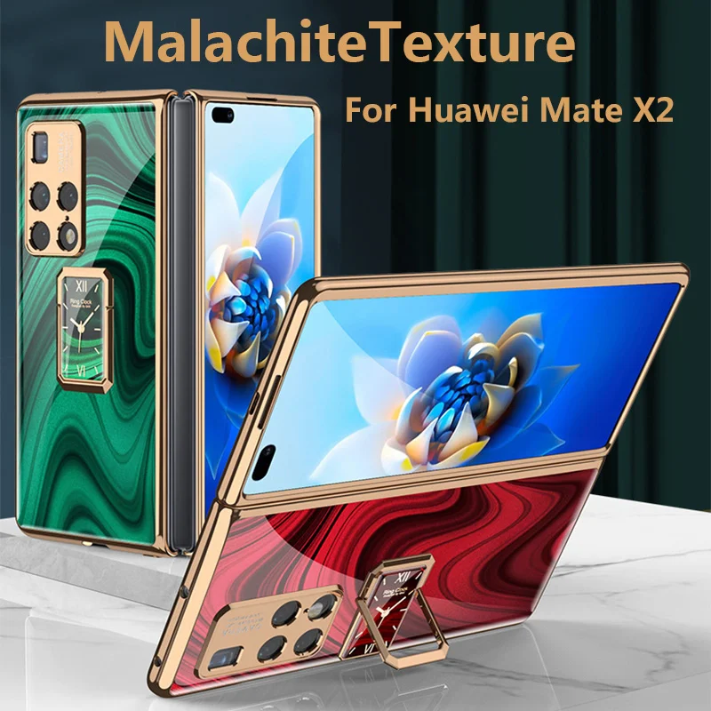 

360 Rotating Ring Stand PC Phone Shell For Huawei Mate X2 Cover Plating Frame Exquisite Painting Anti Fall Full Protective Funda