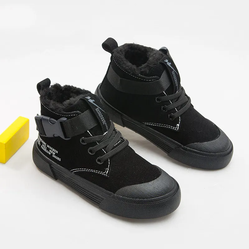 

Children Boots Children's cotton shoes 2020 winter boys' cotton boots thickened warmth and velvet shoes Non-slip sneakers