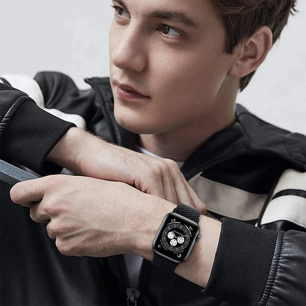 

Adjustable nylon strap for Apple Watch 42m 44mm 40mm 38mm Braided Solo Loop for IWatch Series SE 6 5 4 3 2 Watchband Bands