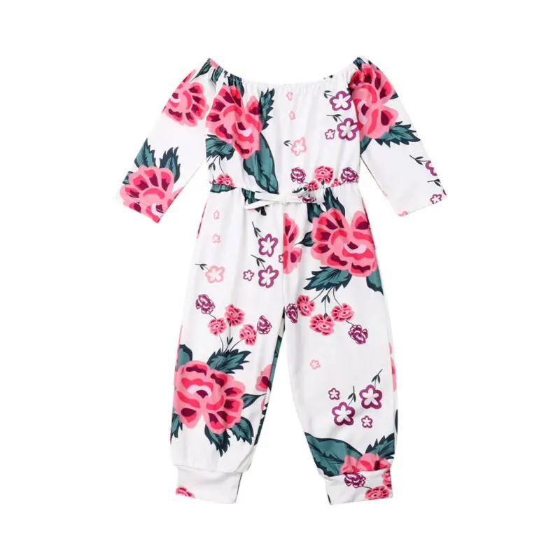 

Детский хлопковый комбинезон с длинным рукавом, с цветочным принтом