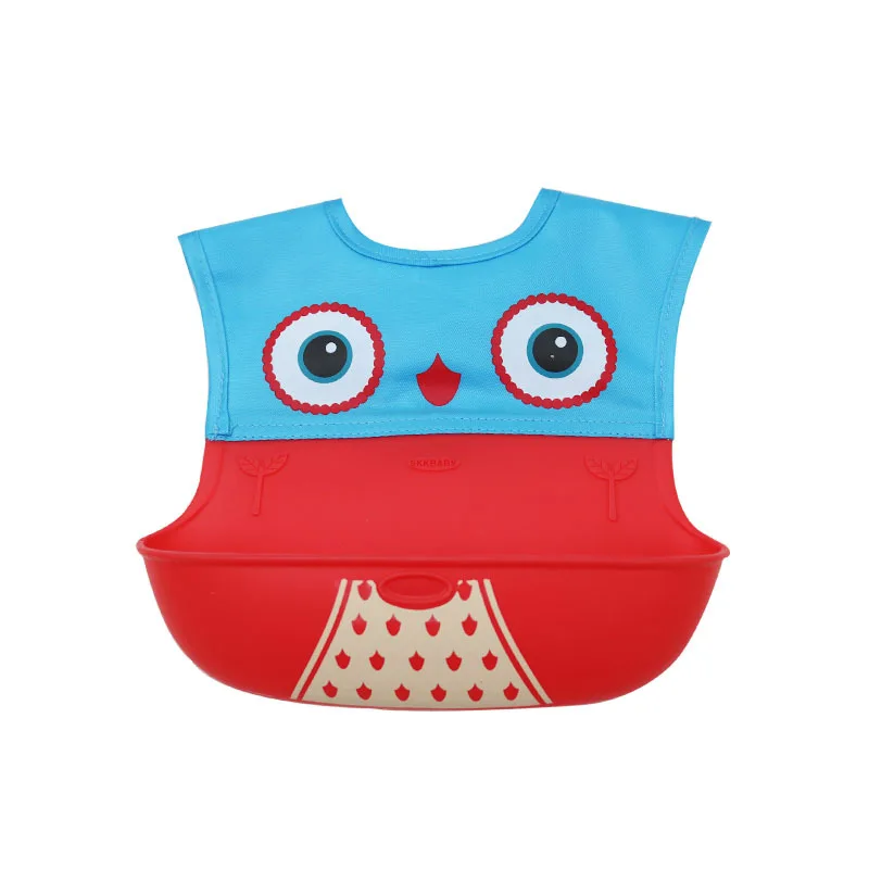 

Cartoon Patchwork Baby Silicone Feeding Bib Kids Bib Adjustable Waterproof Feeding Saliva Towel todder Apron muslin bibs