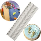 KUXSE 3D морская волна силиконовая форма для выпечки в форме цветка сделай сам границы инструменты для украшения тортов из мастики Sugarcrafts д форма для шоколадной мастики формы для выпечки Инструменты