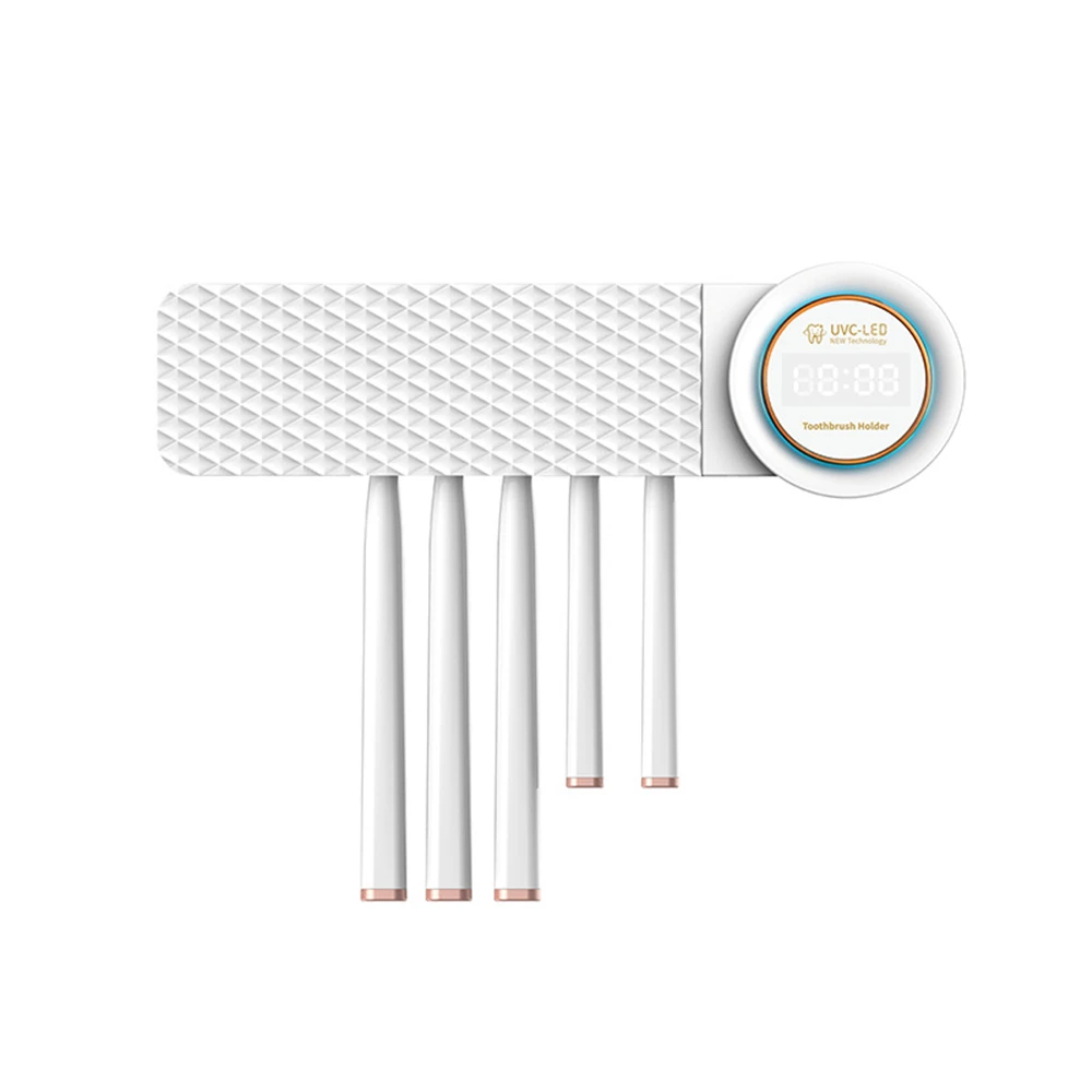 

UV Toothbrush Sterilizer Holder Toothpaste Dispenser Bathroom Acces USB Charge Toothbrush Disinfection Storage Box with Time