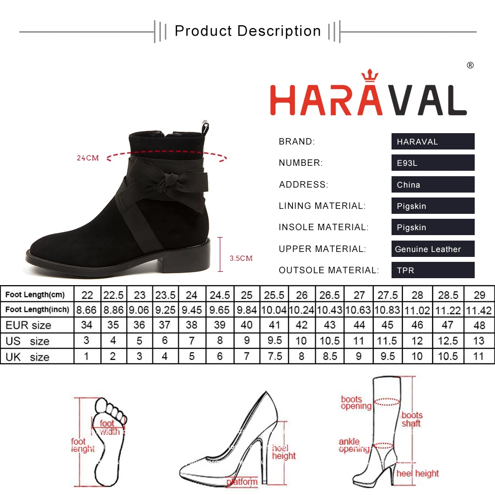 

HARAVAL fashion women motorcycle boots black zipper no lace casual chelsea boots for women elegant sexy women shoes E93L