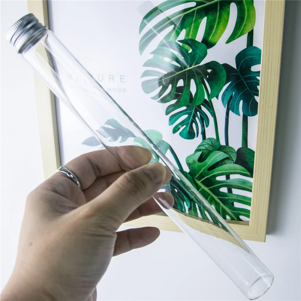 

25x230mm Empty Glass Bottles With Screw Aluminum Cap Long Glass glycyrrhiza sweets Honey bottle Vials Stand 90ml Vase Jars 24pcs