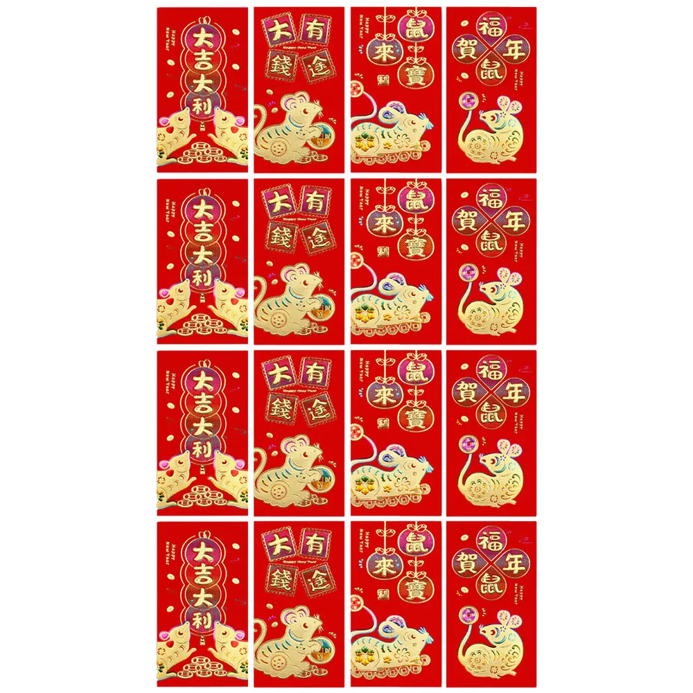 Фото 16 шт./компл. китайский новогодний красный конверт деньги на удачу красные карманы (купить)