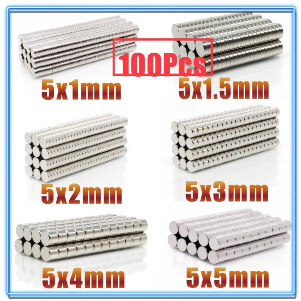 100 шт. N35 Круглый Магнит 5x1 5 5x2 5x3 5x4 5x5 мм неодимовый магнит постоянногоо действия