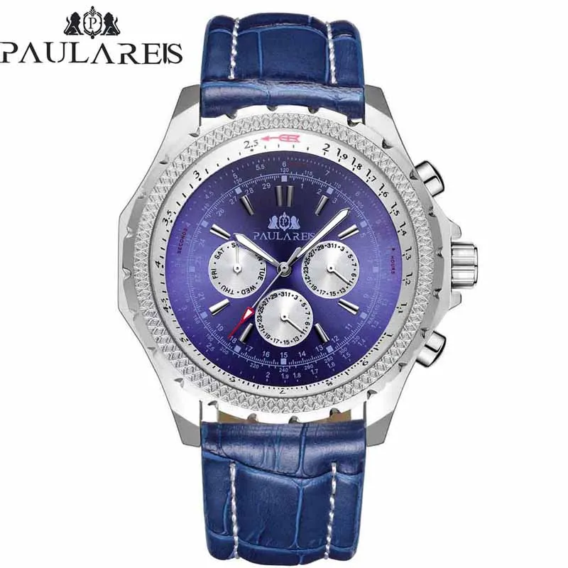 Мужские автоматические механические часы с автоподзаводом черный коричневый