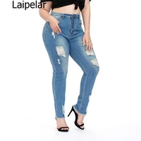 womens plus size jeans womens ripped elastic washed slim fit ladies denim trousers