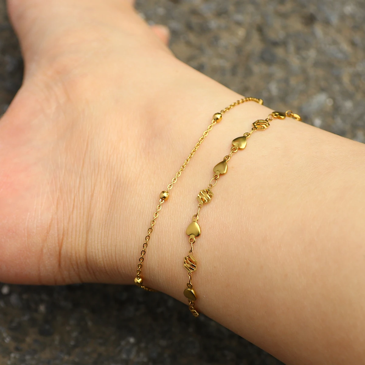 

AENSOA 7 Designs Bohemia Gold Color Simple Chain Anklets for Women Summer Beach Foot Jewelry Leg Chain Ankle Bracelets Female