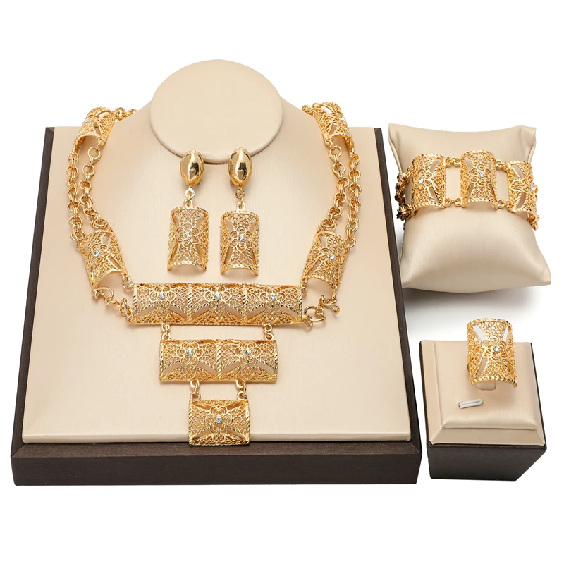 

High Quality Fashion Italian designer jewelry set Wholesale Dubai Gold Jewelry sets Brand Fashion African Bridal Jewelry Set