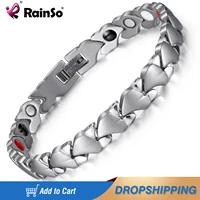 rainso stainless steel bangle bracelet health magnetic elements hand bracelet for sister gift friendship 2021new