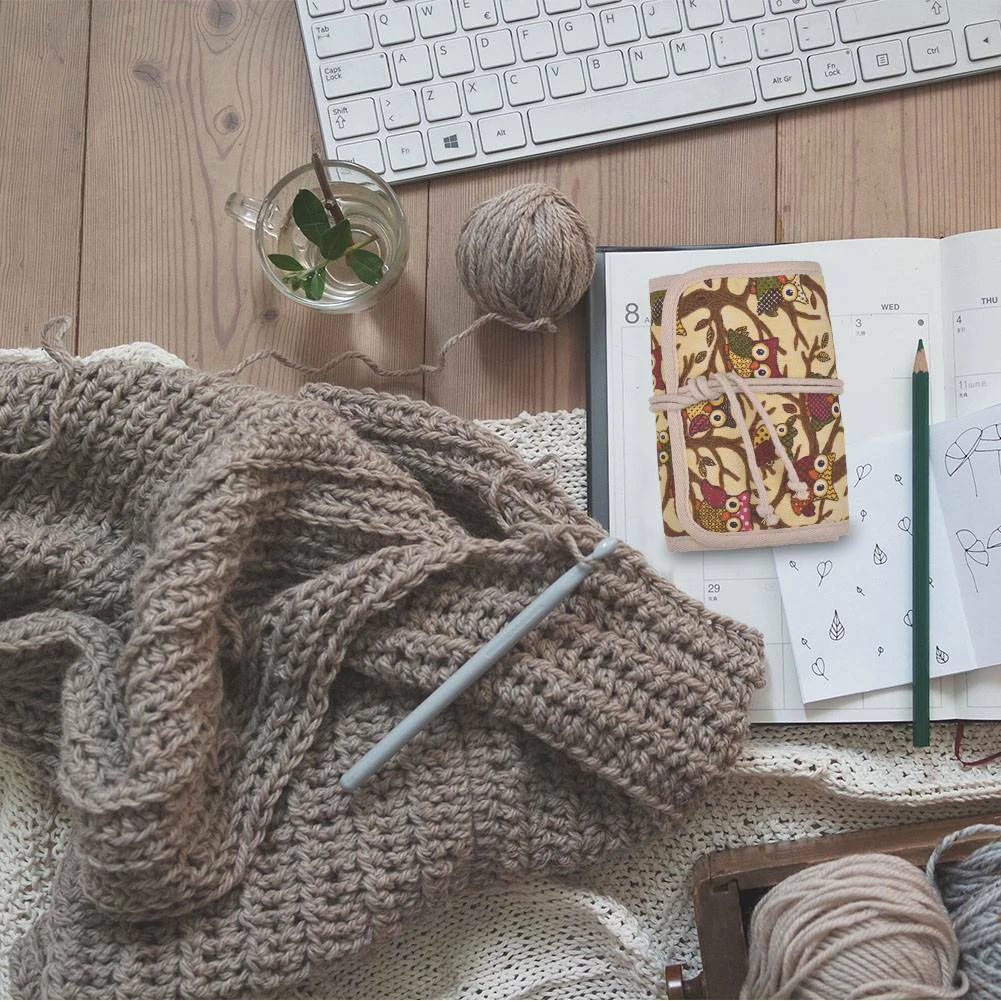 Сова вязальный крючок Чехол держатель иглы для хранения Организатор мешок крена