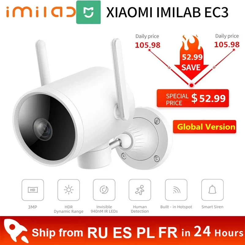 

Global Version IMILAB EC3 Outdoor Camera Ip Camera Wifi Mi Home Security Camera 2K Night Vision Cctv Camera Surveillance Camera