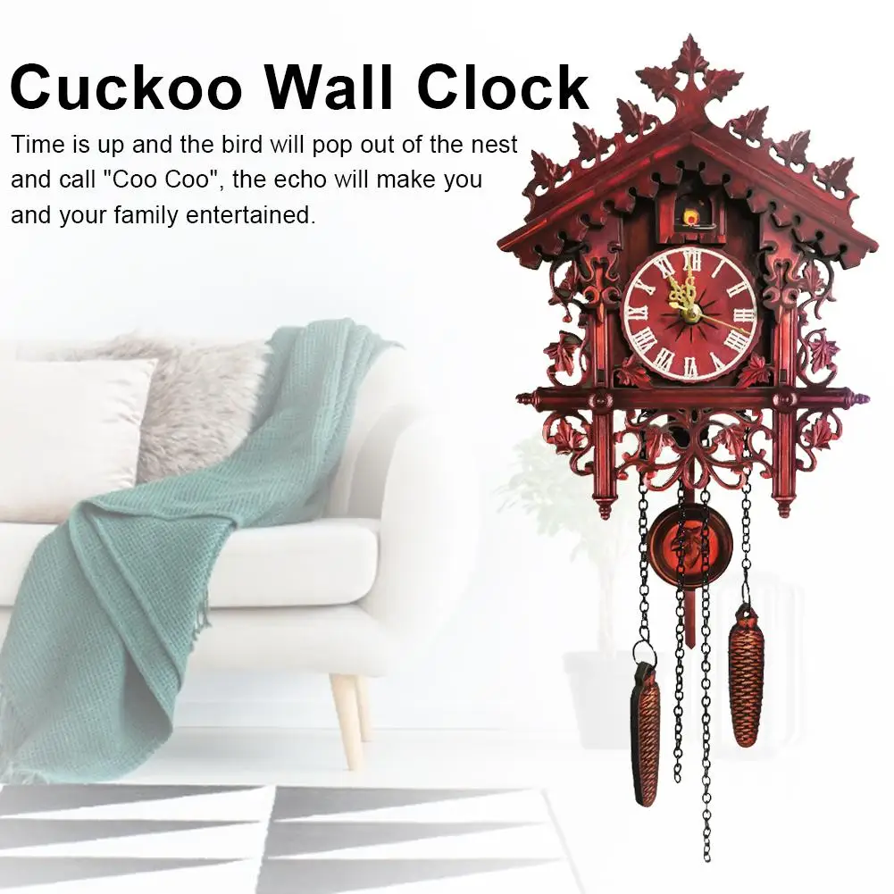 Настенные часы Cuckoo черный лес деревянные ручной работы домашний декор|Настенные