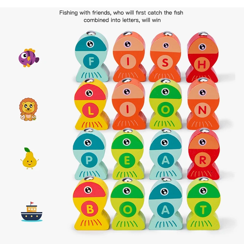 

Kids Toys Wooden Toys Digit netic Game Fishing Toys Early Educational Letters Cognition Toys