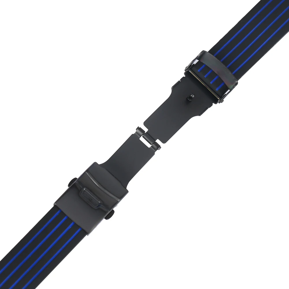 Синий запасной ремешок 18 мм 20 22 24 складной браслет из натурального силикона с