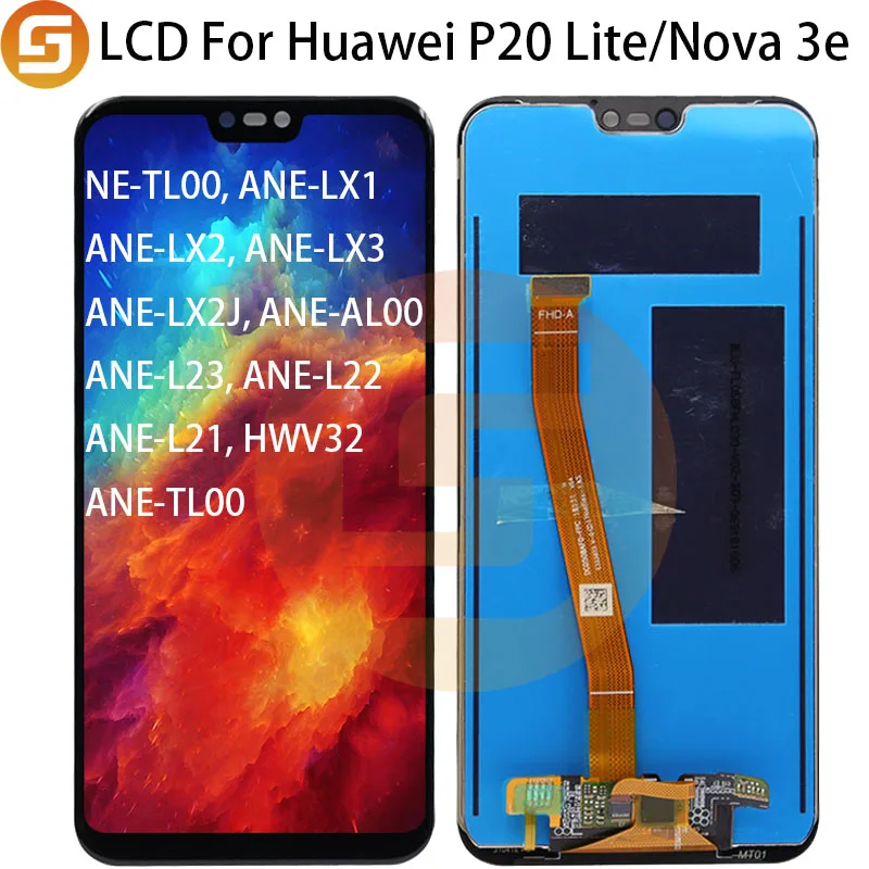 Новинка ЖК-дисплей 5 84 дюйма для HUAWEI P20 Lite сенсорный экран ANE-LX1 Nova 3e Замена