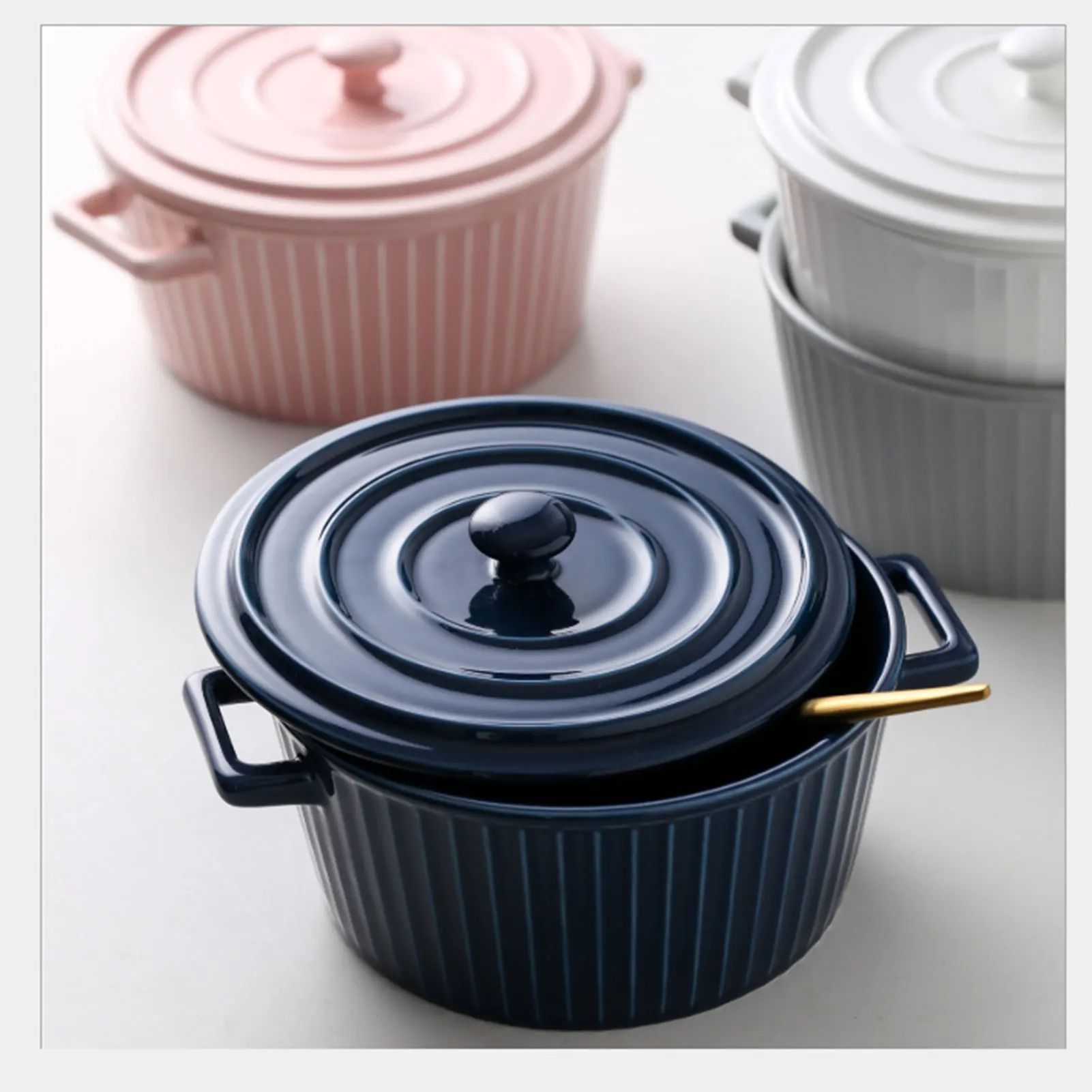 

Простой Керамика с двойным ушным чаша бытовой большой с крышкой с защитой от ожогов лапша быстрого приготовления чашка для мыла и полезный, ...