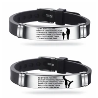 silicone men bracelet adjustable length bangles wristband courage from dad mom to my son you are brave than you believe