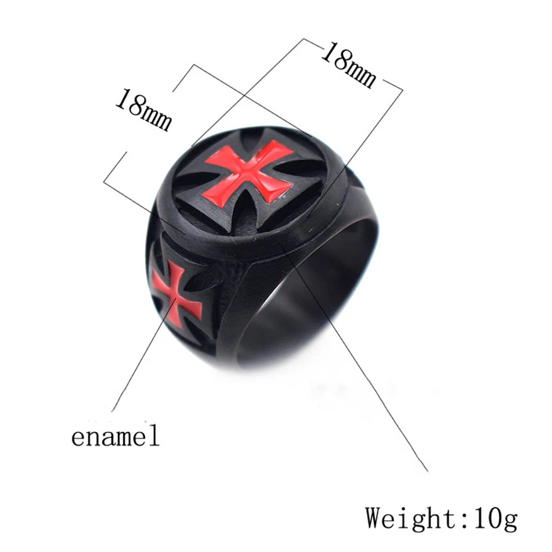 

Vintage Ring for Men Punk Style Black Red Cross Ring Retro Titanium Steel Women Jewelry Gift