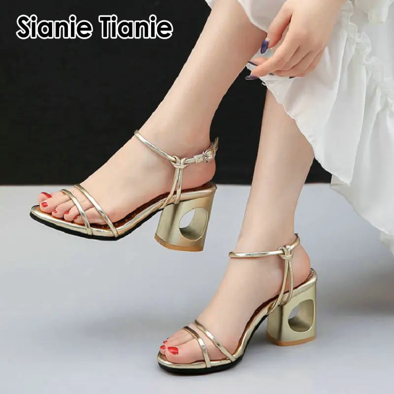 

Женские босоножки с открытым носком si001, золотистые/Серебристые босоножки на высоком блочном каблуке, туфли-лодочки, обувь для свадебной ве...