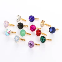 popular earrings round imitation crystal glass inlaid alloy new metal stud earrings jewelry women party wedding bijoux gift