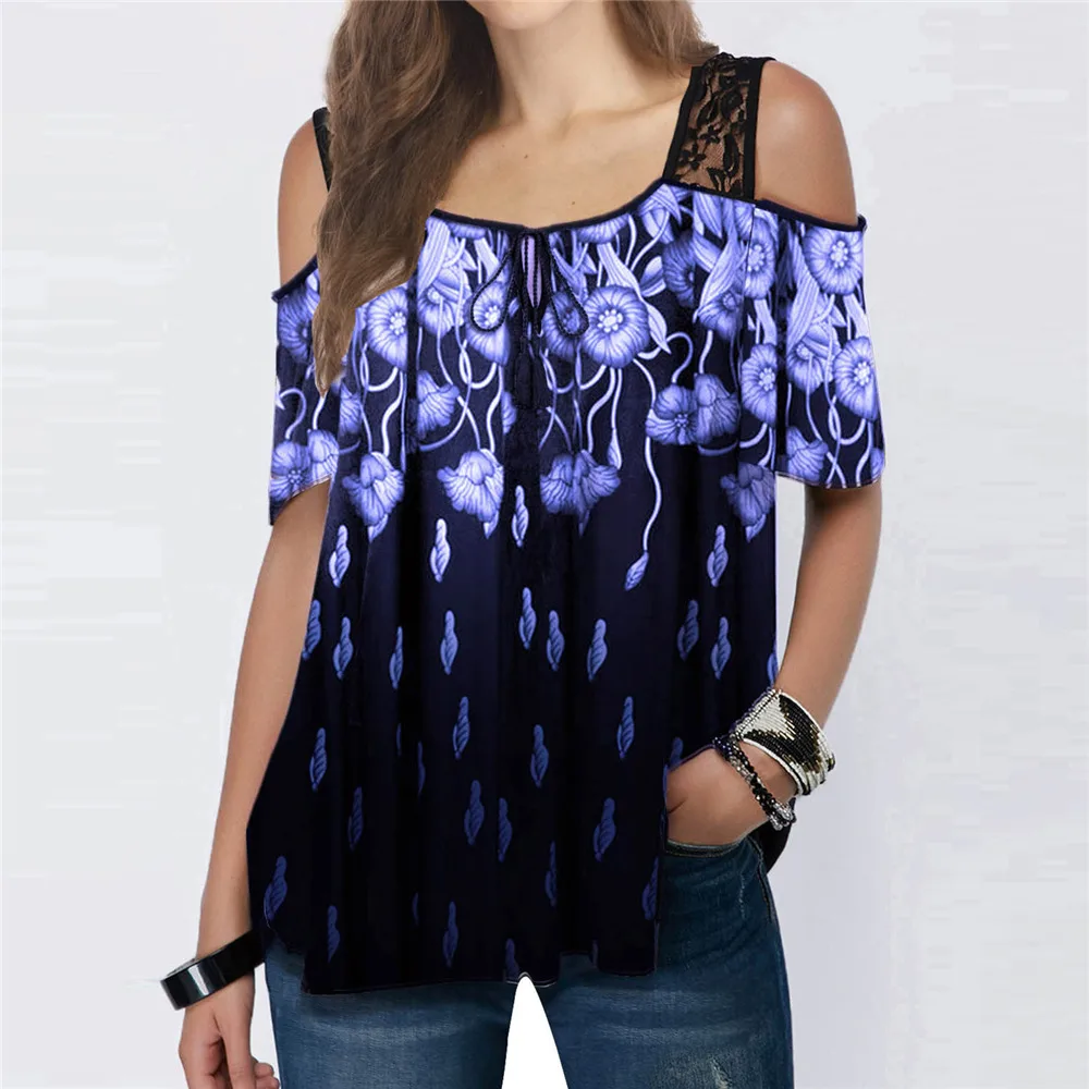 Женская блузка с открытыми плечами летняя кружевная без черного цвета коротким