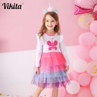 Детское платье-пачка детское свадебное платье с бабочками для девочек; Вечерние платья принцессы для дня рождения; Платье для выпускного вечера элегантное платье с длинными рукавами для девочек