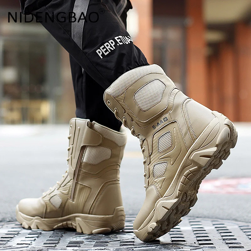 Men Military Boots Male Hiking Shoes Leather SWAT Army Tactical Boot Motorcycle Ankle Combat Boots Black Botas Militares Hombre