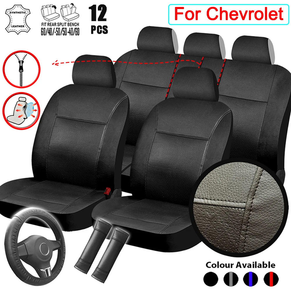 

Car Seat Cover Set Universal PU leather Auto Accessories for Chevrolet Aveo T250 T300 2008 2012 Captiva Chevy Cruze Equinox 2018